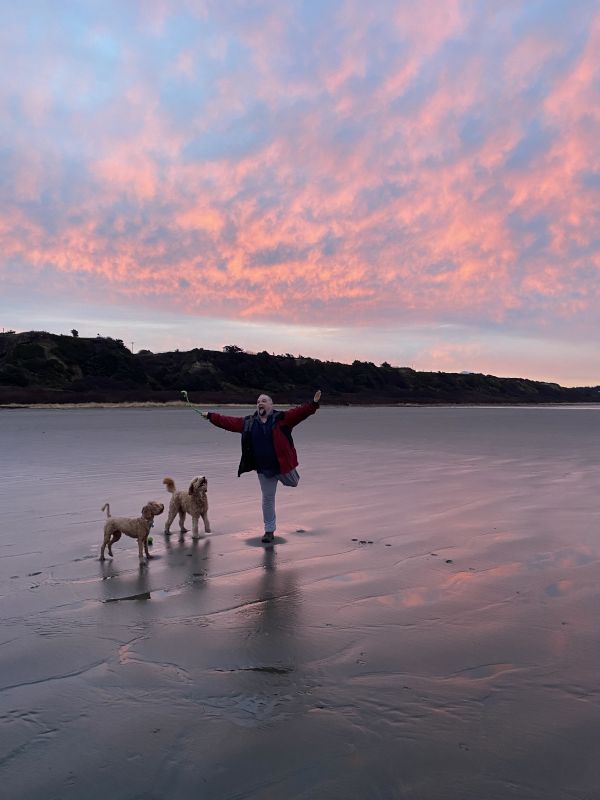 Sean & the Dogs Enjoying the Beach at the Olympic Peninsula  