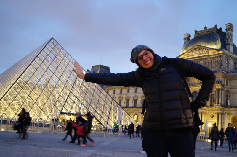 'Leaning' on the Louvre in Paris