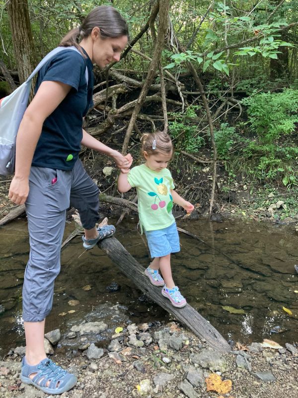 Crossing the Creek on a Nature Walk