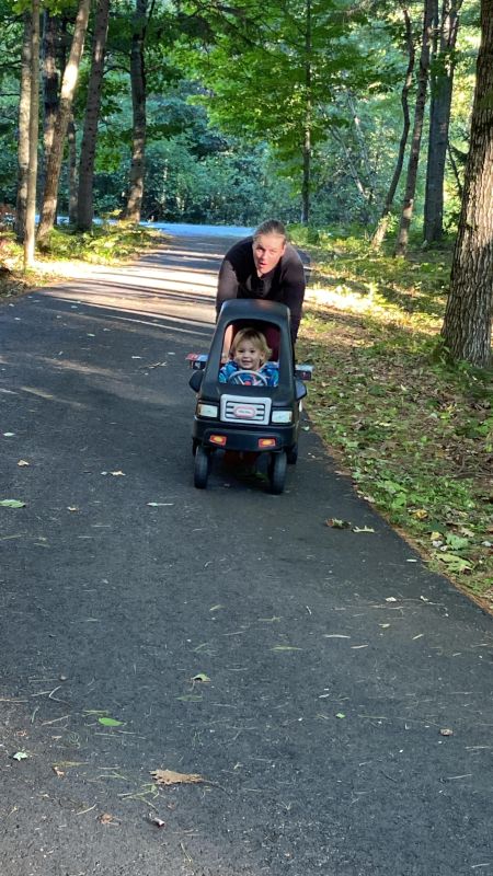 Racing Down Our Driveway