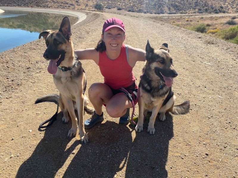 Bri with the Dogs on a Hike