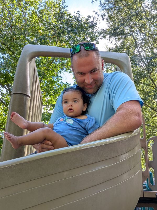 On the Slide with Dad