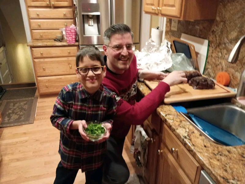 Leo Cooking Xmas Dinner with our Nephew