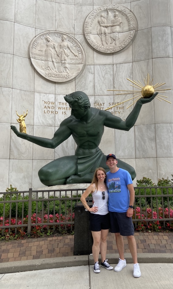 Enjoying a Beautiful Day at the Spirit of Detroit