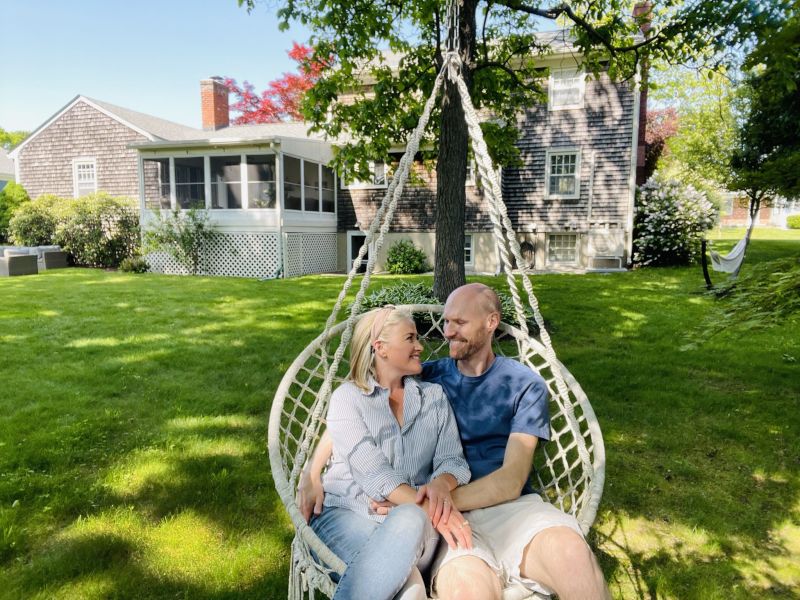 Relaxing in Our Backyard Swing