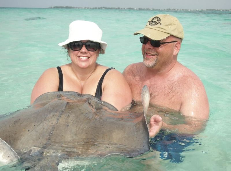 Holding a Stingray in Grand Cayman