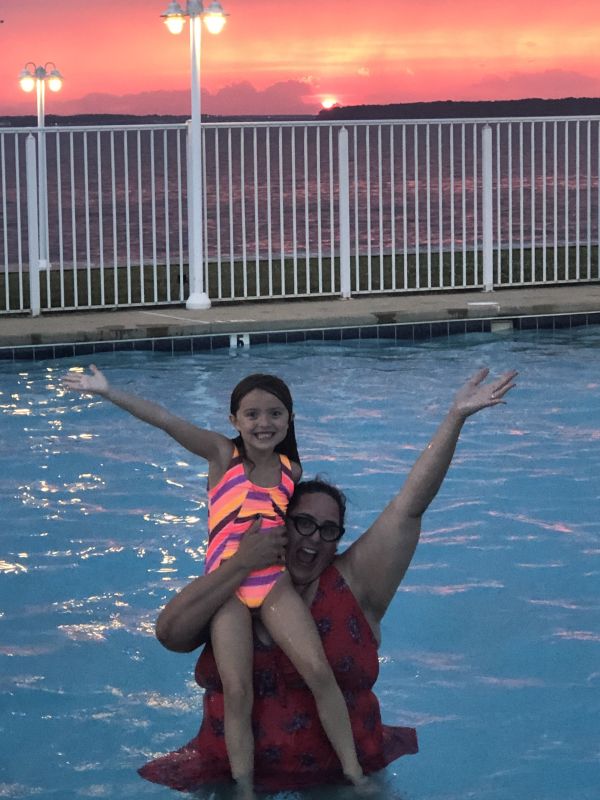Renee & Our Niece in the Pool